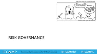 @ITCAMPRO #ITCAMP15Community Conference for IT Professionals
RISK GOVERNANCE
Image source: coolrisk.com / Artist: Michael Mittag
 