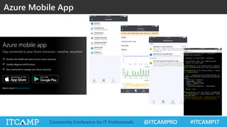 @ITCAMPRO #ITCAMP17Community Conference for IT Professionals
Azure Mobile App
 