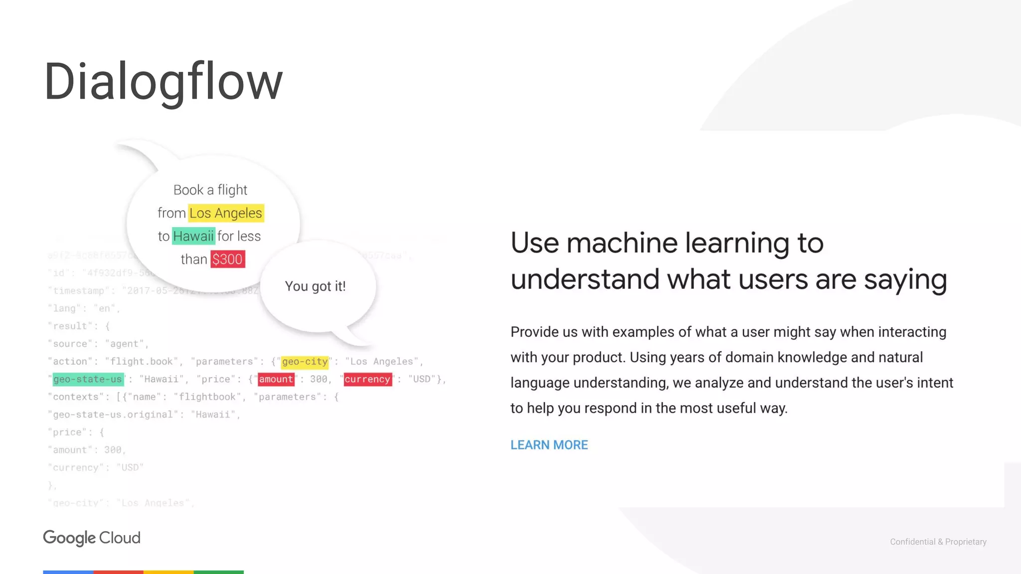 Confidential & Proprietary
Dialogflow
 
