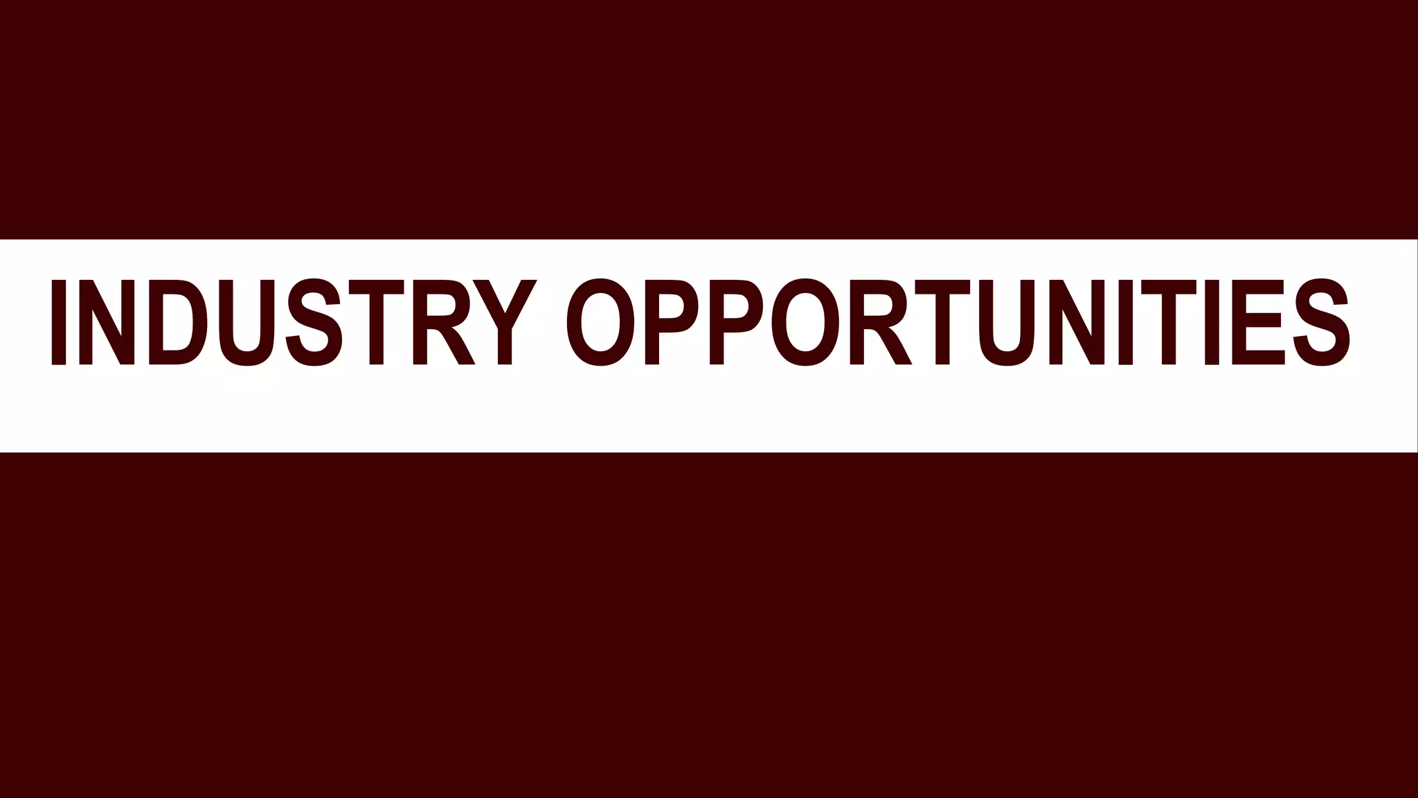 INDUSTRY OPPORTUNITIES
 