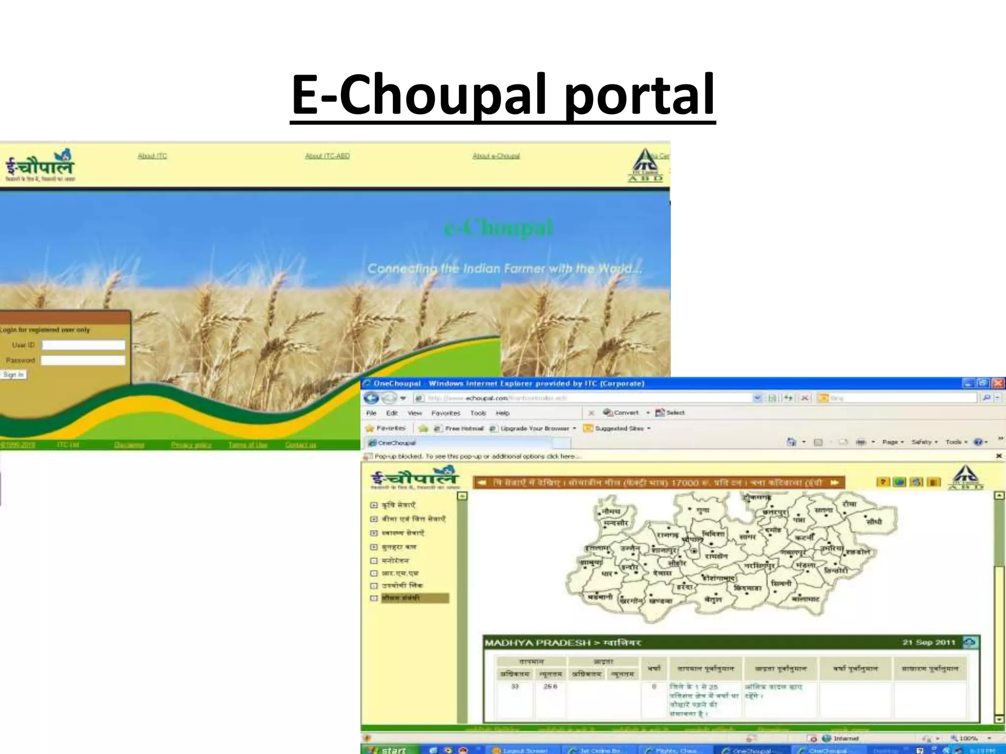 E-Choupal portal
ITC e-choupal 16
 