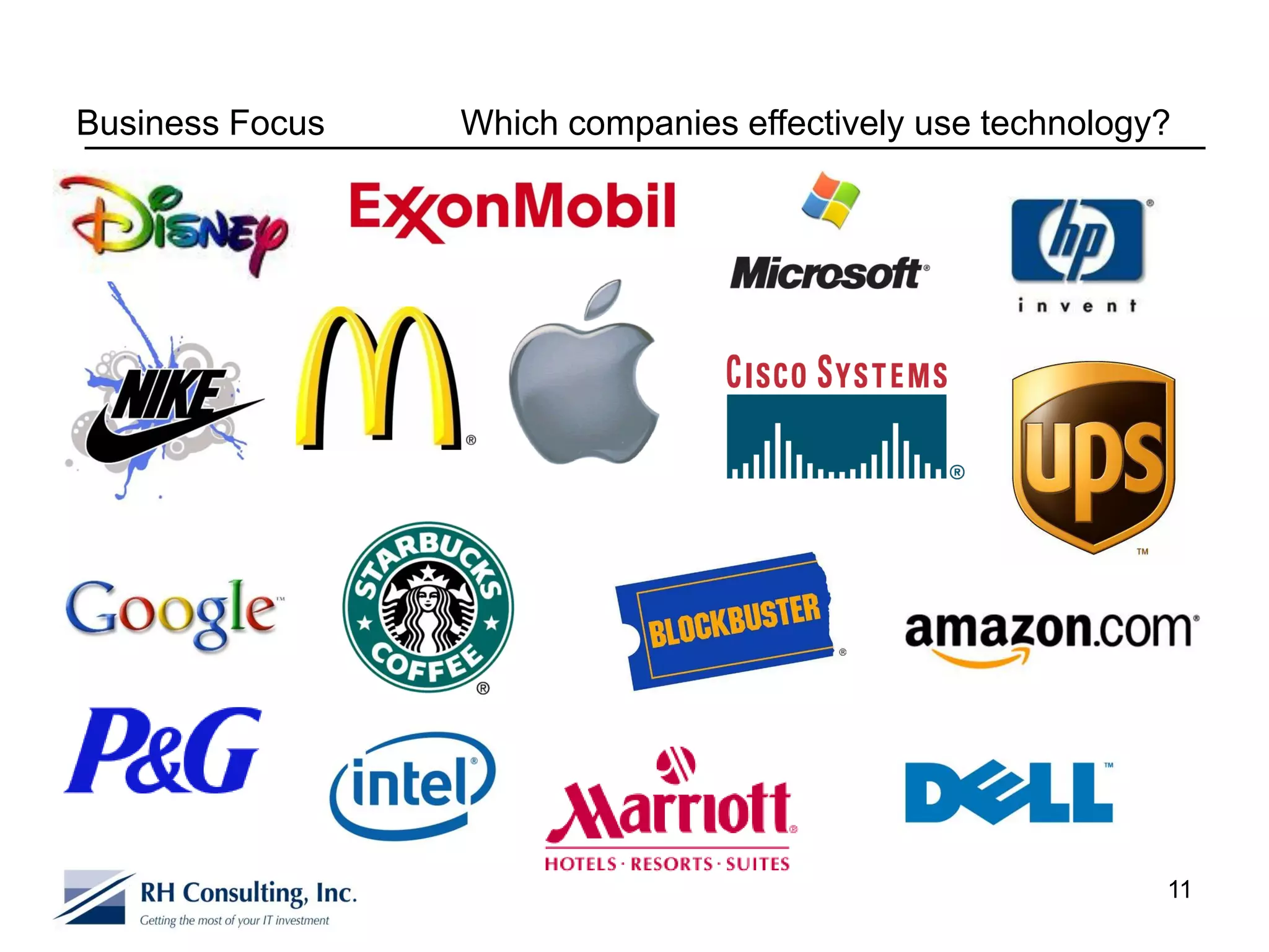 Business Focus   Which companies effectively use technology?




                                                           11
 