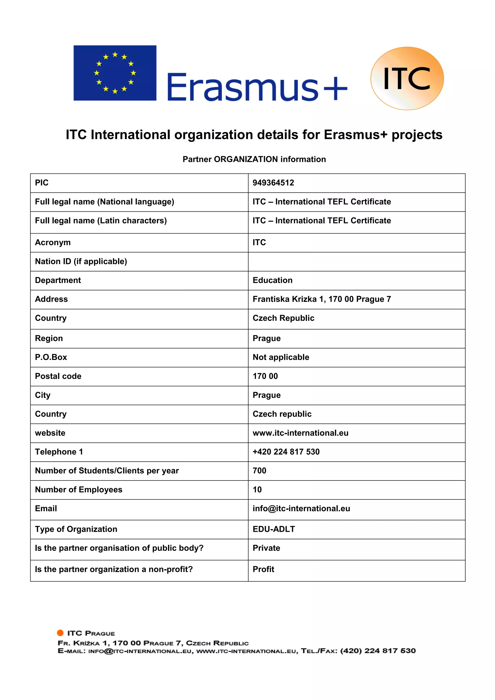 Itc erasmus plus partner information | PDF