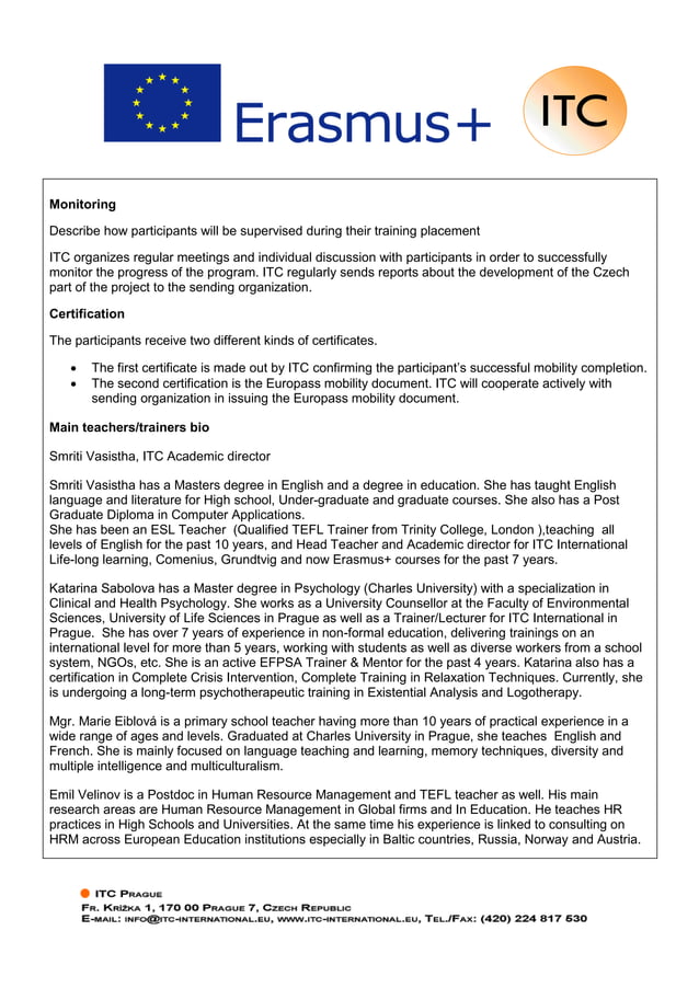 Itc Erasmus Plus Partner Information Pdf