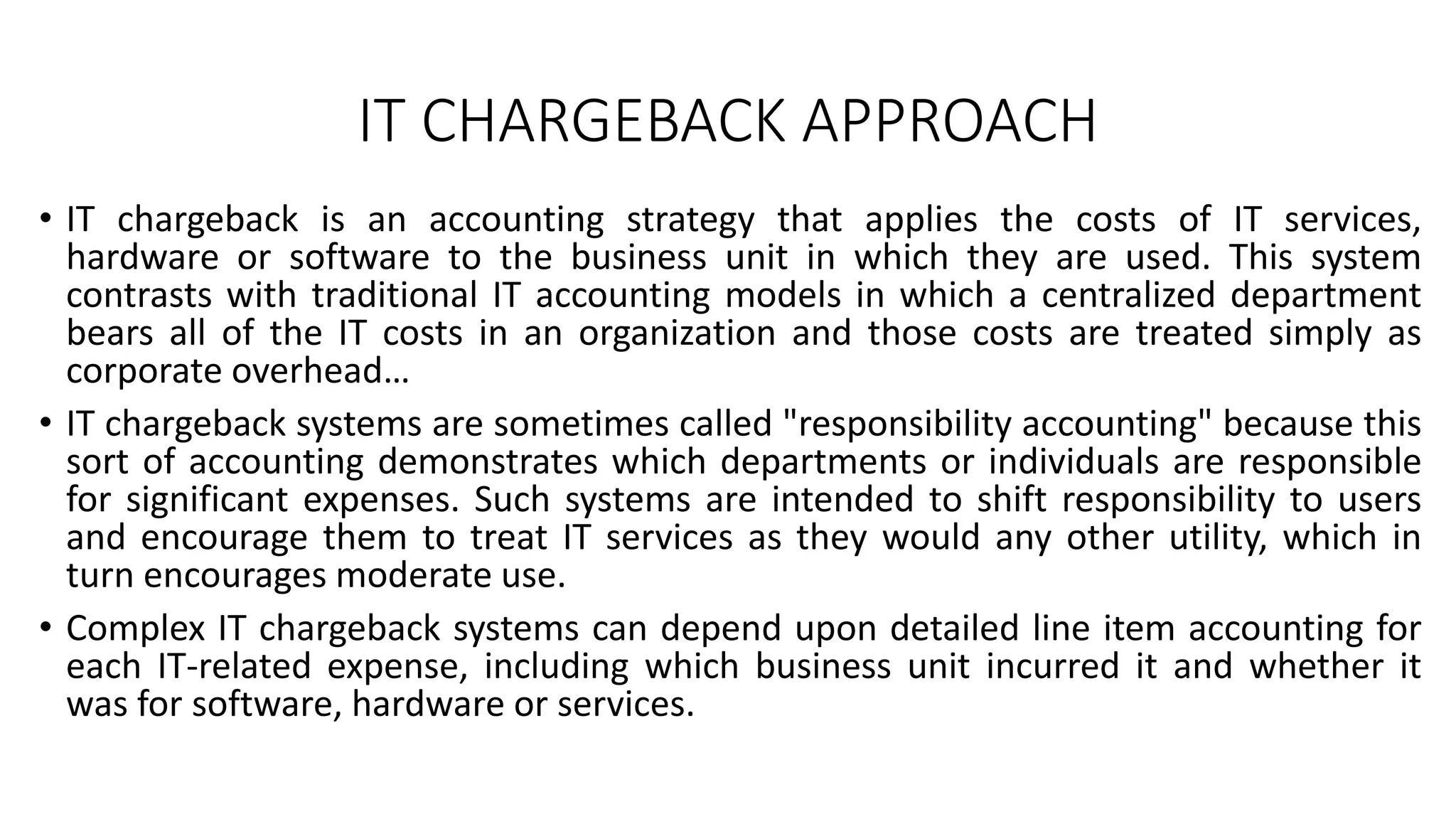 It chargeback approach PPT
