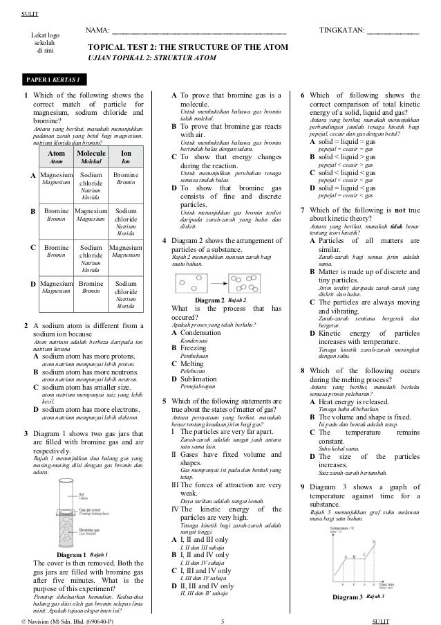 Chemistry form 4 topical question 2