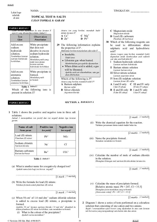 Chemistry form 4 topical question 8