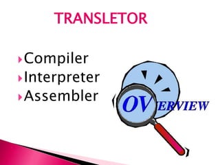 system software and application software, compiler, interpreter ...