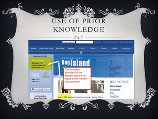 USE OF PRIOR
KNOWLEDGE
 