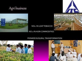 Agri business 
NO1: IN LEAF TOBACCO 
NO:2 IN AGRI COMMODITIES 
PIONEER IN RURAL TRANSFORMATION 
 