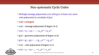 Error Control Codes or Channel Codes - Cyclic Codes | PPTX