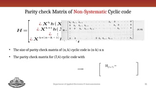 Error Control Codes or Channel Codes - Cyclic Codes | PPTX