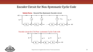 Error Control Codes or Channel Codes - Cyclic Codes | PPTX