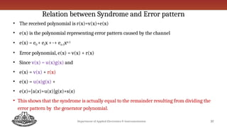 Error Control Codes or Channel Codes - Cyclic Codes | PPTX