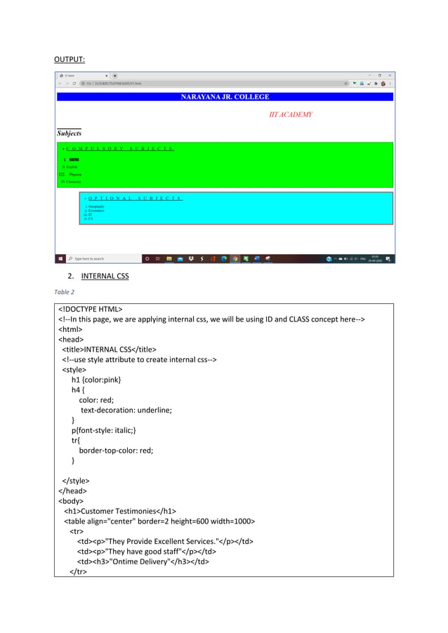 HTML and CSS codes | PDF