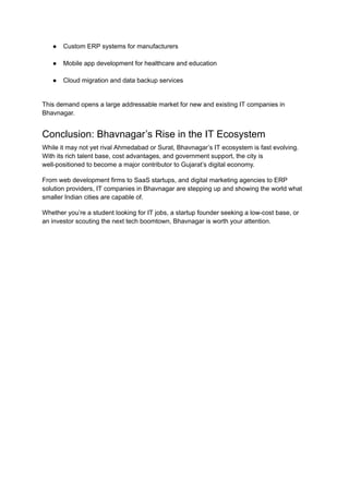 IT Companies in Bhavnagar: The Emerging Tech Hub of Gujarat | PDF