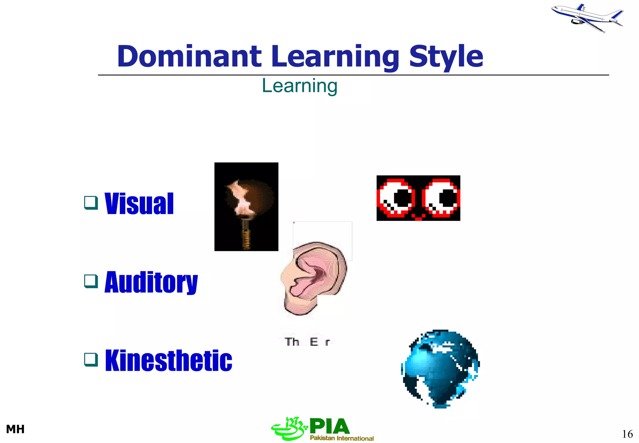 Dominant Learning Style Learning Visual  Auditory Kinesthetic                                                                                                                                                                                                                                                               