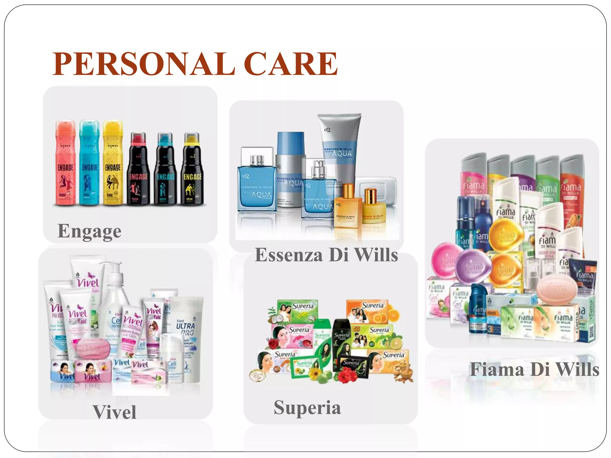 PERSONAL CARE
Engage
Essenza Di Wills
Fiama Di Wills
SuperiaVivel
 