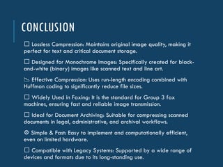 CCITT Group 3 1D COMPRESSION, lossless compression | PPTX