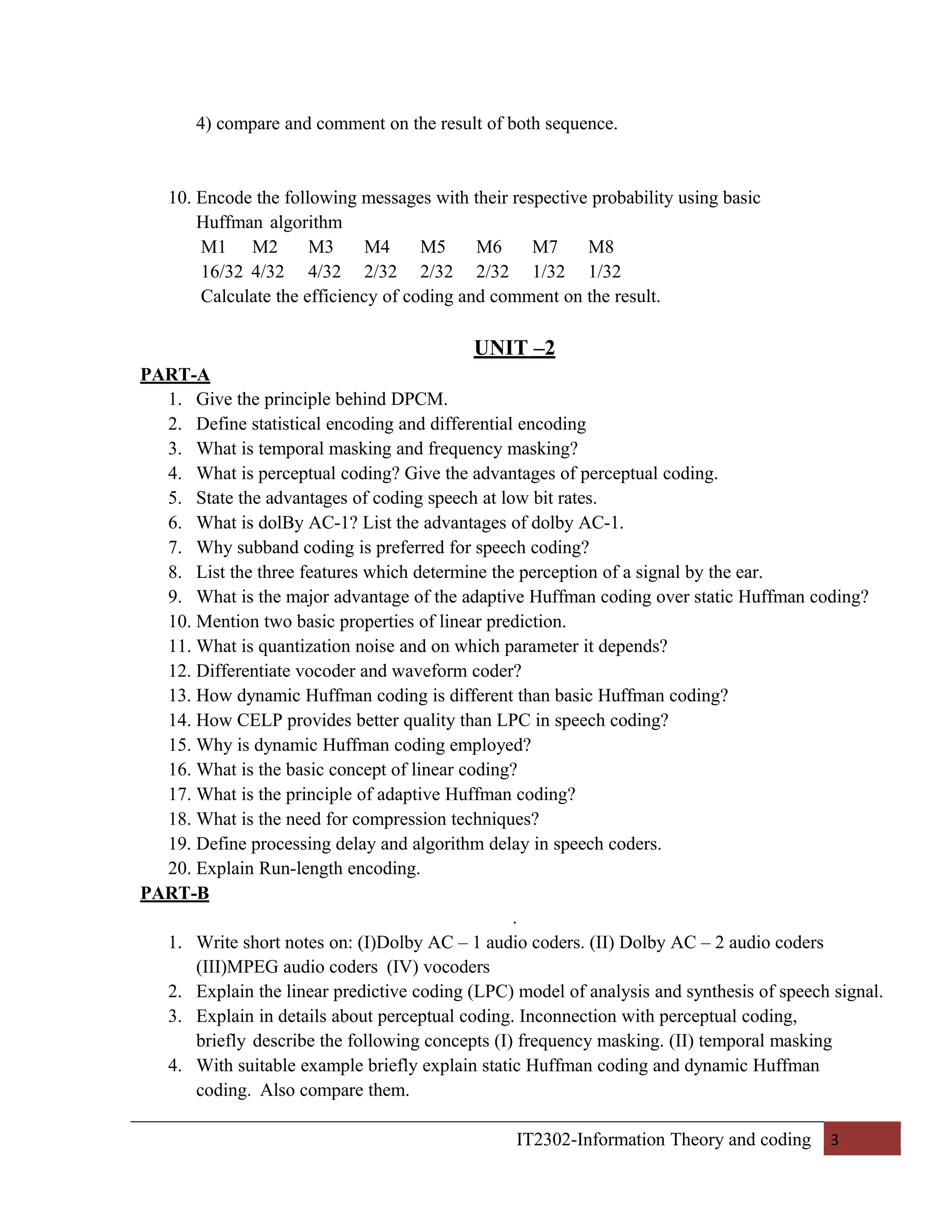 Information Theory and Coding Question Bank | PDF