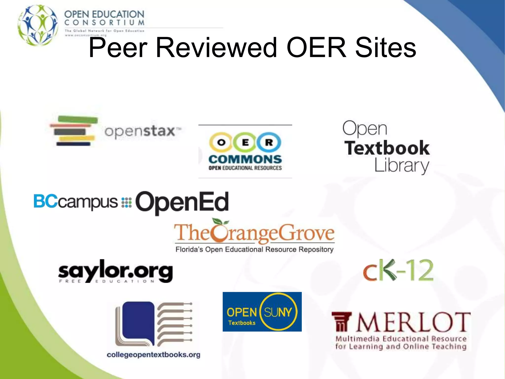Peer Reviewed OER Sites
 