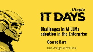 Challenges in AI LLMs
adoption in the Enterprise
George Bara
Chief Strategist @ Zetta Cloud
 