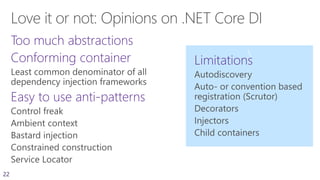 Alex Thissen "It depends: loving .NET Core dependency injection or not ...