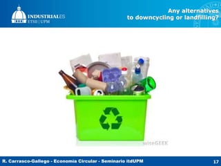 R. Carrasco-Gallego - Economía Circular - Seminario itdUPM
Any alternatives
to downcycling or landfilling?
17
 