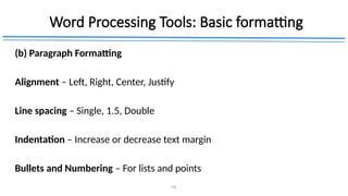 Comprehensive Guide to Word Processing Tools and Document Formatting ...