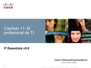 © 2007-2010 Cisco Systems, Inc. Todos los derechos reservados. Público de Cisco
ITE PC v4.1
Capítulo 10 1
Capítulo 11: El
profesional de TI
IT Essentials v5.0
 