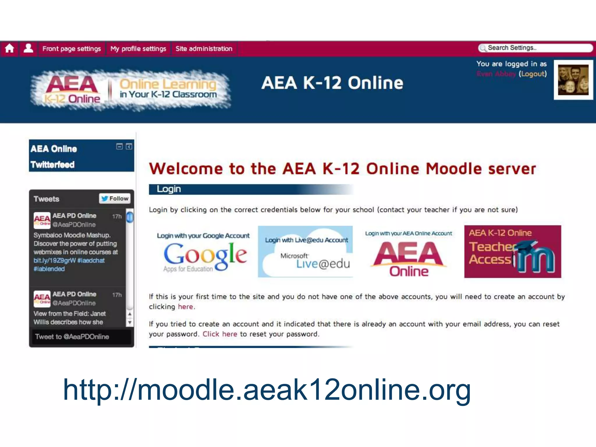 http://moodle.aeak12online.org 
 