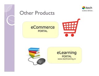 Other ProductsOther Products
eCommerce
PORTAL
eLearning
PORTAL
www.itechtraining.in
 