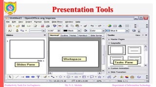Productivity Tools For An Engineers Mr. N. L. Shelake Department of Information Technology
Presentation Tools
 