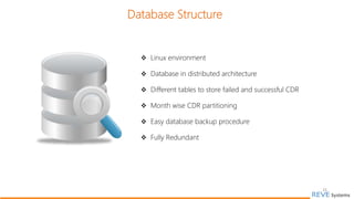 Database Structure
 Linux environment
 Database in distributed architecture
 Different tables to store failed and successful CDR
 Month wise CDR partitioning
 Easy database backup procedure
 Fully Redundant
25
 