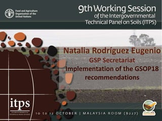 Natalia Rodríguez Eugenio
GSP Secretariat
Implementation of the GSOP18
recommendations
 