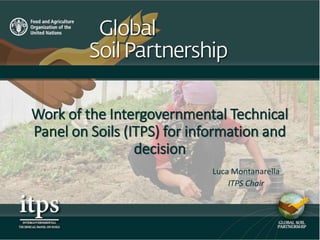 Work of the Intergovernmental Technical
Panel on Soils (ITPS) for information and
decision
Luca Montanarella
ITPS Chair
 