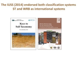 The IUSS (2014) endorsed both classification systems
ST and WRB as international systems
 