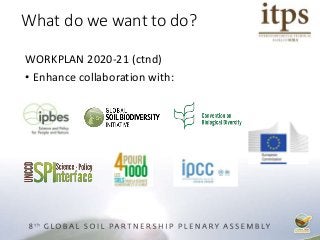 WORKPLAN 2020-21 (ctnd)
• Enhance collaboration with:
What do we want to do?
 