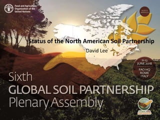 Presenter name
Title presentation
Status of the North American Soil Partnership
David Lee
 