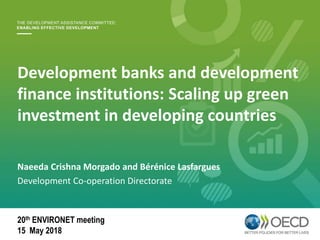 Development banks and development
finance institutions: Scaling up green
investment in developing countries
Naeeda Crishna Morgado and Bérénice Lasfargues
Development Co-operation Directorate
20th ENVIRONET meeting
15 May 2018
 
