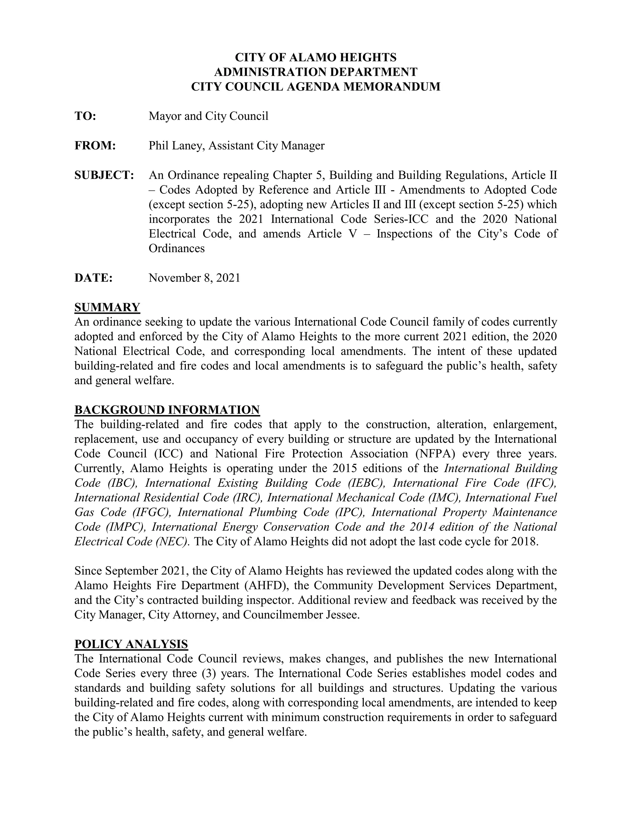 Item # 5 & 6 - ICC code adoption | PDF