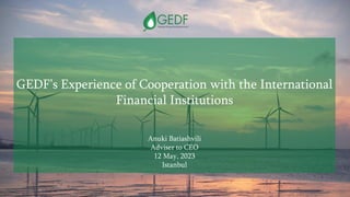 GEDF’s Experience of Cooperation with the International
Financial Institutions
Anuki Batiashvili
Adviser to CEO
12 May, 2023
Istanbul
 