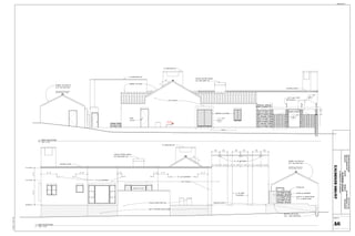 3/4" STUCCO
HEAVY TEXTURE STUCCO BASE
7"
12"
STUCCO COURTYARD WALL
STONE AS SPECIFIED
DRIVEWAY RETAINING
WALL - SEE STRUCTRUAL
WINDOW AS SCH.
EQ EQ
EQ EQ EQ EQ
4" x 12" SCUPPERS
4' - 8"
4" x 16" SCUPPERS
4" x 16" SCUPPERS
6' - 4" 4' - 0"
STONE CAP
GARAGE SLOPE 2"
3' - 2 1/2" 3' - 2 1/2" 2' - 0" 3' - 1 1/4" 3' - 1 1/4" 2' - 0" 3' - 2 1/2" 3' - 2 1/2"
CURVED COPPER CHIMNEY
CAP, SEE SHEET A2.1
4" LIMESTONE CAP
GATE: 2 x 6 CEDAR FRAME
W/ 1 x 6 CEDAR PANEL
1' - 9" 4' - 0"
1' - 9"
CANTERA STONE
BARREL TILE ROOF ON
3/4" T&G O.S.B. DECK
REINFORCE ROOF STRUCTURE AS
REQ'D. FOR BARREL TILE ROOF
5'
-
0"
10'
-
0"
HOUSE FFL
T.O. PLATE
T.O. PLATE
3 1/2" DEEP
PILASTERS
7"
12"
BARREL TILE ROOF
3/4" STUCCO
DOOR
AS SCH.
1 1/2" ⌀ GALV. PIPE
SEE DETAILS
768.250
TOP OF CURB
SWALE
2'
-
1
1/2"
A0.1
5
Sim
BERMUDA SHUTTERS
CURVED COPPER CHIMNEY
CAP, SEE SHEET A2.1
4" LIMESTONE CAP
A0.1
5
Sim
ARBOR SCREEN
A8.1
4
Sim
CANTERA STONE
2" LIMESTONE CAP
BARREL TILE ROOF ON
3/4" T&G O.S.B. DECK
REINFORCE ROOF STRUCTURE AS
REQ'D. FOR BARREL TILE ROOF
BENTLEY
ARCHITECTS
ARCHITECTURE
INTERIORS
LIGHTING
SCULPTURE
5715
N.
NEW
BRAUNFELS
AVE.
SAN
ANTONIO,
TX
78209
PH.
210.732.1169
KBENTLEY2@SATX.RR.COM
SHEET #:
11/2/2021
11:26:51
AM
203
GRANT
AVE.,
SAN
ANTONIO,
TX
JACOBS
RESIDENCE
A6
1/4" = 1'-0"
1
EAST ELEVATION
1/4" = 1'-0"
2
WEST ELEVATION
Attachment A
 