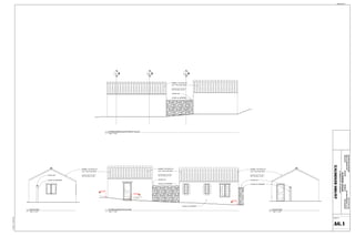 3' - 0" SQ. x 4 "TH.
STONE STEP
768.000
766.000
769.000
BARREL TILE ROOF ON
3/4" T&G O.S.B. DECK
REINFORCE ROOF STRUCTURE AS
REQ'D. FOR BARREL TILE ROOF
STONE AS SPECIFIED
STONE CAP
STONE AS SPECIFIED
BARREL TILE ROOF ON
3/4" T&G O.S.B. DECK
REINFORCE ROOF STRUCTURE AS
REQ'D. FOR BARREL TILE ROOF
STONE AS SPECIFIED
STONE CAP
BARREL TILE ROOF ON
3/4" T&G O.S.B. DECK
REINFORCE ROOF STRUCTURE AS
REQ'D. FOR BARREL TILE ROOF
STONE AS SPECIFIED
STONE CAP
1
A7
2
A8.1
1
A8.2
BARREL TILE ROOF ON
3/4" T&G O.S.B. DECK
REINFORCE ROOF STRUCTURE AS
REQ'D. FOR BARREL TILE ROOF
STONE AS SPECIFIED
STONE CAP
BENTLEY
ARCHITECTS
ARCHITECTURE
INTERIORS
LIGHTING
SCULPTURE
5715
N.
NEW
BRAUNFELS
AVE.
SAN
ANTONIO,
TX
78209
PH.
210.732.1169
KBENTLEY2@SATX.RR.COM
SHEET #:
11/2/2021
11:26:55
AM
203
GRANT
AVE.,
SAN
ANTONIO,
TX
JACOBS
RESIDENCE
A6.1
1/4" = 1'-0"
1
OUTBUILDINGS ELEVATION
1/4" = 1'-0"
2
ELEVATION
1/4" = 1'-0"
3
ELEVATION
1/4" = 1'-0"
4
OUTBUILDINGS ELEVATION AT ALLEY
Attachment A
 
