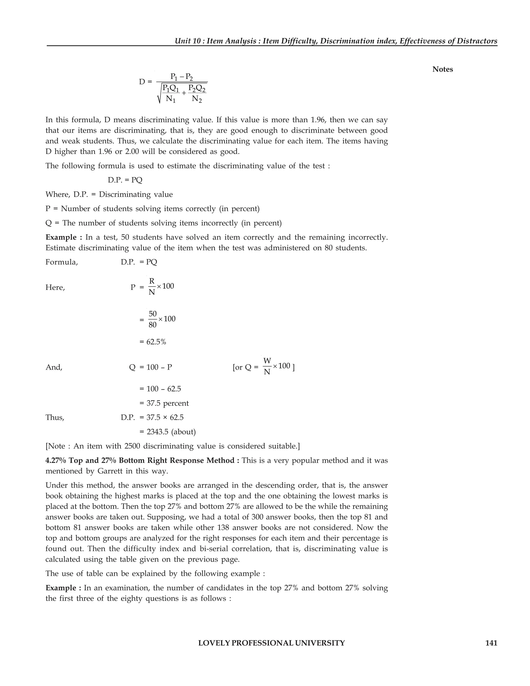 Item Analysis for measurement and evaluation PDF