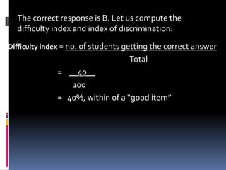 Difficulty Index Problem Item analysis and validation | PPTX