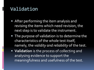 Item analysis and validation