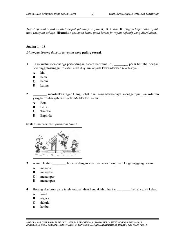 Kertas Jawapan Objektif Upsr - Contoh Pustaka