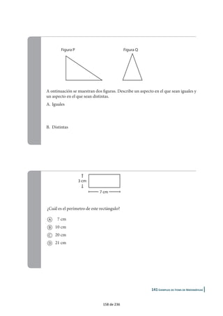 La probabilidad que tendría el alumnado del nivel 150 de responder a una pregunta de dificultad 
intermedia –consistente en señalar qué expresión significa lo mismo que otra– sería de un 32%, 
la del alumnado medio estaría en un 64%, mientras que un alumno del nivel 350 tendría una 
probabilidad de un 88%. 
Pregunta de dificultad intermedia Porcentaje de respuesta correcta: 64% 
“¡Y eso no puede ser!”, exclama la abuela. ¿Cuál de las siguientes expresiones significa lo mismo? 
Recórcholis ............................................................... 1 
Ahí me las den todas ................................................. 2 
¡Qué cosas más feas! ................................................. 3 
Ni hablar del peluquín .............................................. 4* 
Anexo: Preguntas liberadas 197 
Probabilidad de que un alumno responda correctamente a la pregunta por niveles de dominio 
50 100 150 200 250 300 350 400 450 
0,13 0,21 0,32 0,48 0,64 0,78 0,88 0,93 0,97 
La probabilidad que tendría el alumnado del nivel 150 en el conjunto de la prueba de respon-der 
correctamente a una pregunta de dificultad alta, consistente en escribir un eslogan con una 
clara finalidad, sería de un 22%, la del alumnado medio, de un 38%, y la de un alumno del nivel 
350 sería de un 60%. 
Pregunta más difícil Porcentaje de respuesta correcta: 39% 
Escribe un eslogan, al menos de cinco palabras, que anime a la gente a acudir al circo. 
Probabilidad de que un alumno responda correctamente a la pregunta por niveles de dominio 
50 100 150 200 250 300 350 400 450 
0,13 0,16 0,22 0,29 0,38 0,49 0,60 0,71 0,79 
102 de 236 
 