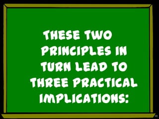 These two
  principles in
 turn lead to
three practical
 implications:
                  10
 